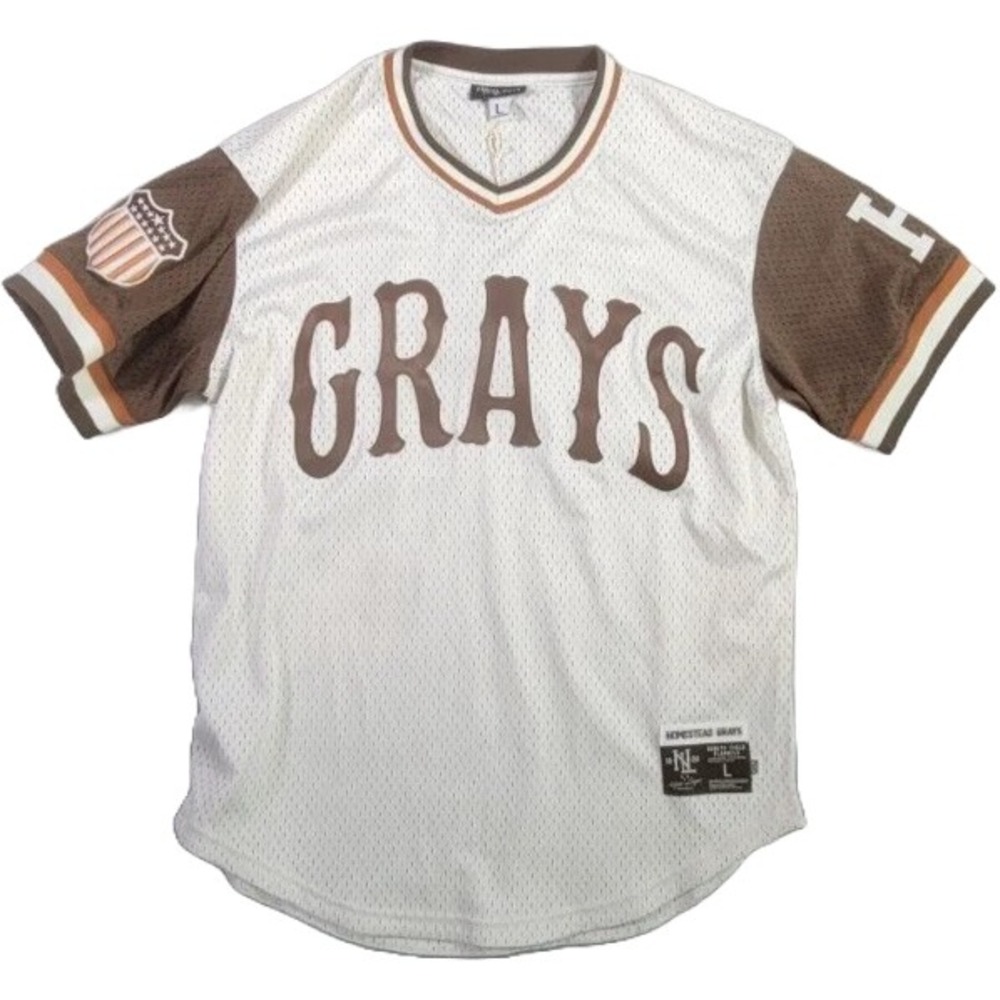 Ebbets Field Flannels Men's Homestead Grays V-Neck Mesh Jersey Size L EF0135